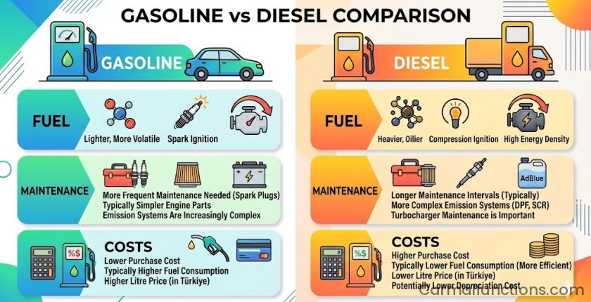 What is the difference between diesel and gasoline? Fuel, maintenance, and costs.