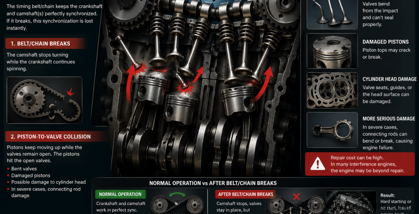 What happens when the timing belt chain breaks?