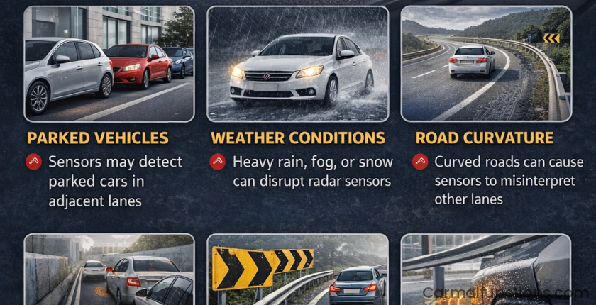 Why do blind spot warning systems give false alarms?