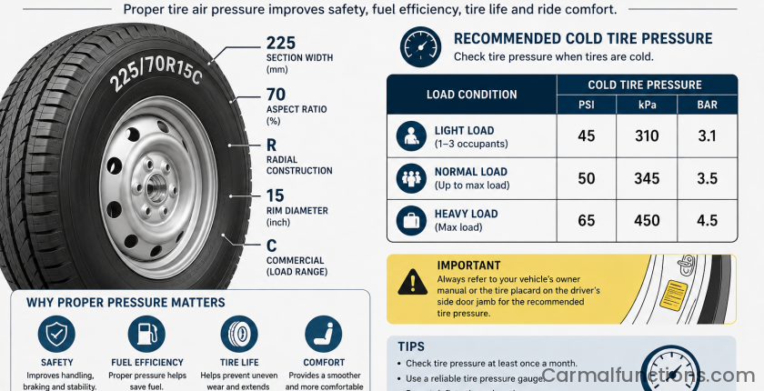 225 70R 15C Tire Air Pressure