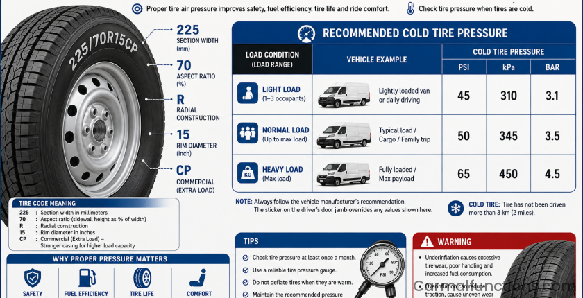 225 70R 15CP Tire Air Pressure