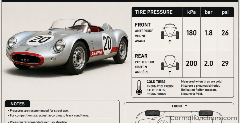 Abarth 208A Spyder Tire Pressure