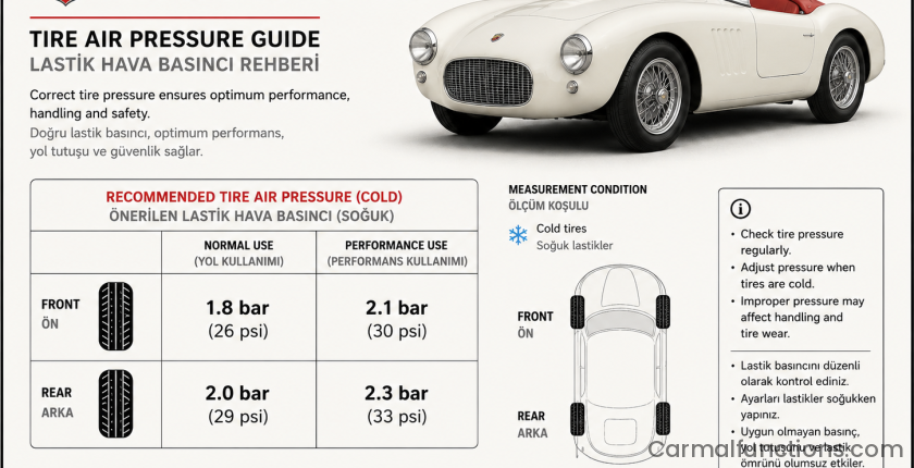 Abarth 210A Spyder Tire Air Pressure