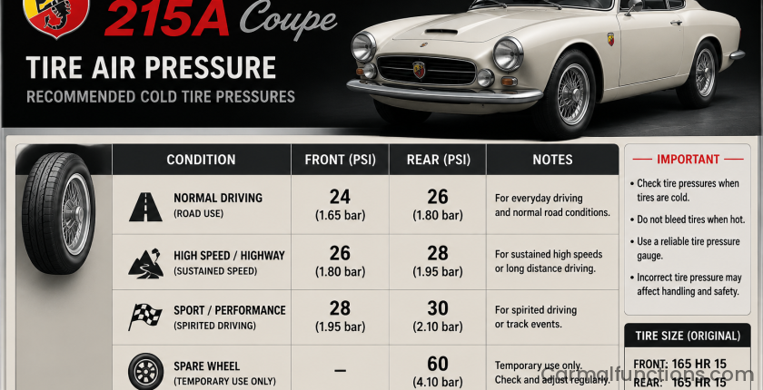 Abarth 215A Coupe Tire Air Pressure