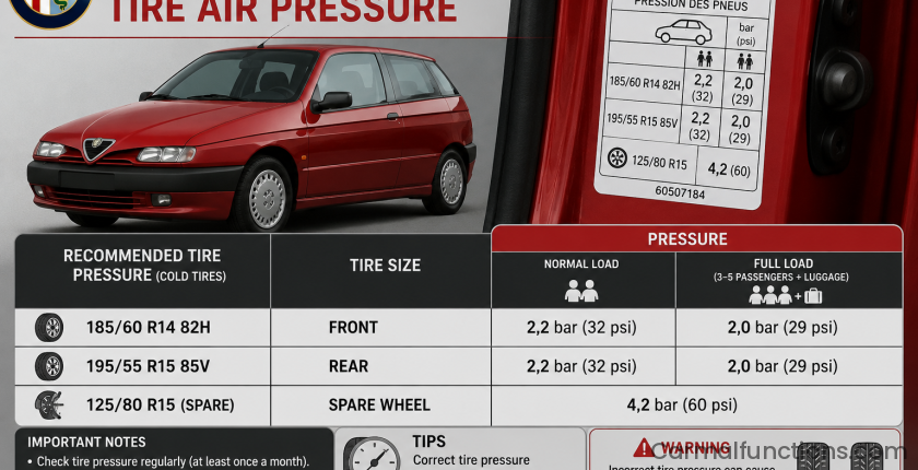 Alfa Romeo 145 Tire Air Pressure