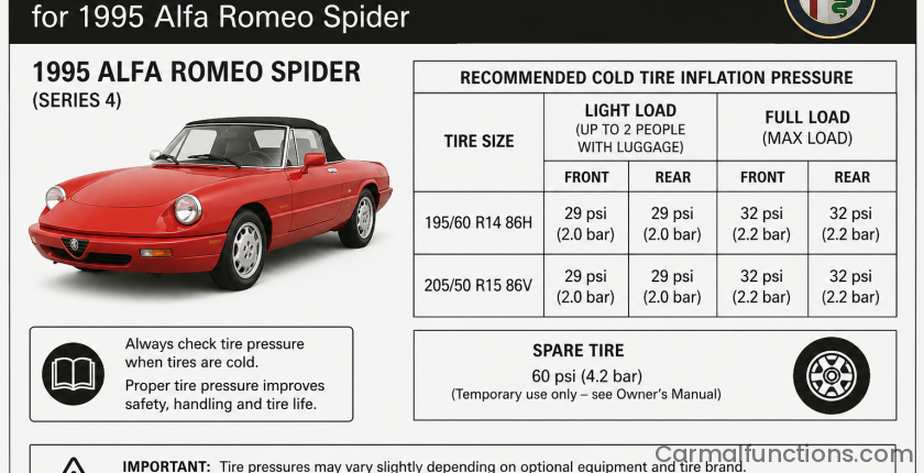 Tire Air Pressure for 1995 Alfa Romeo Spider